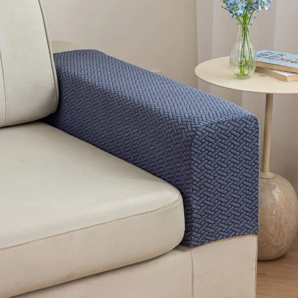 Set of 2 pcs, Couch Arm Covers, Sofa Armrest Protection (Texture Metal Gray)